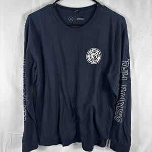 Brixton MFG Co. Navy Blue Long Sleeve Graphic T-Shirt Men's Size Large